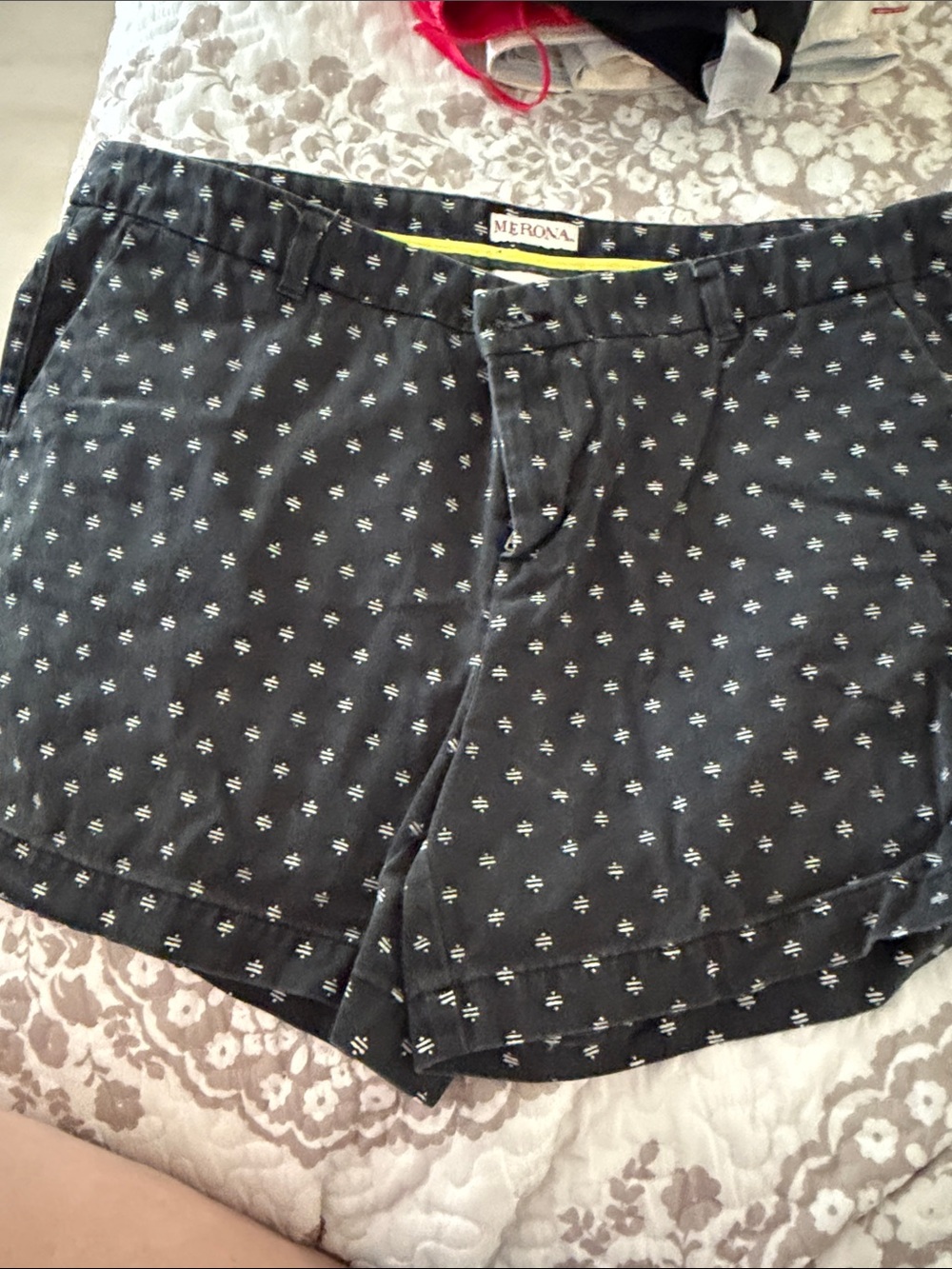 Merona Black Shorts with Small White Geometric Print